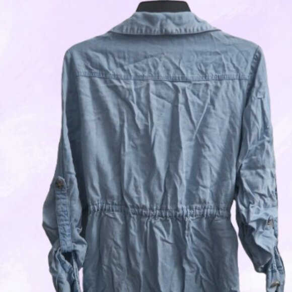 Heart & Moon women's collared jean denim tunic dress in light blue size large. - Picture 2 of 9